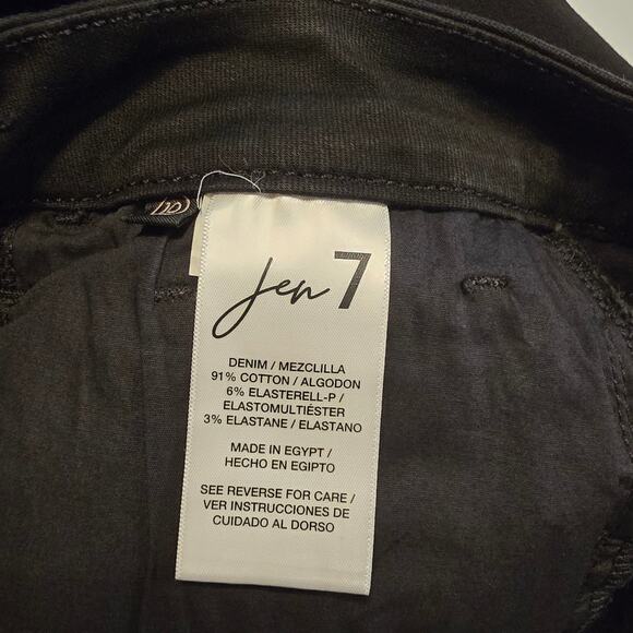 Jen 7 by 7 For All Mankind Jeans Size 10 Black Petite Slim Straight Raw Hem Goth - Picture 4 of 16